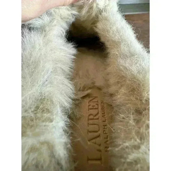 Lauren Ralph Lauren Brown Jinny Faux Fur Trim Mule Slide Slip On Sneaker 8.5/9W - Picture 7 of 7